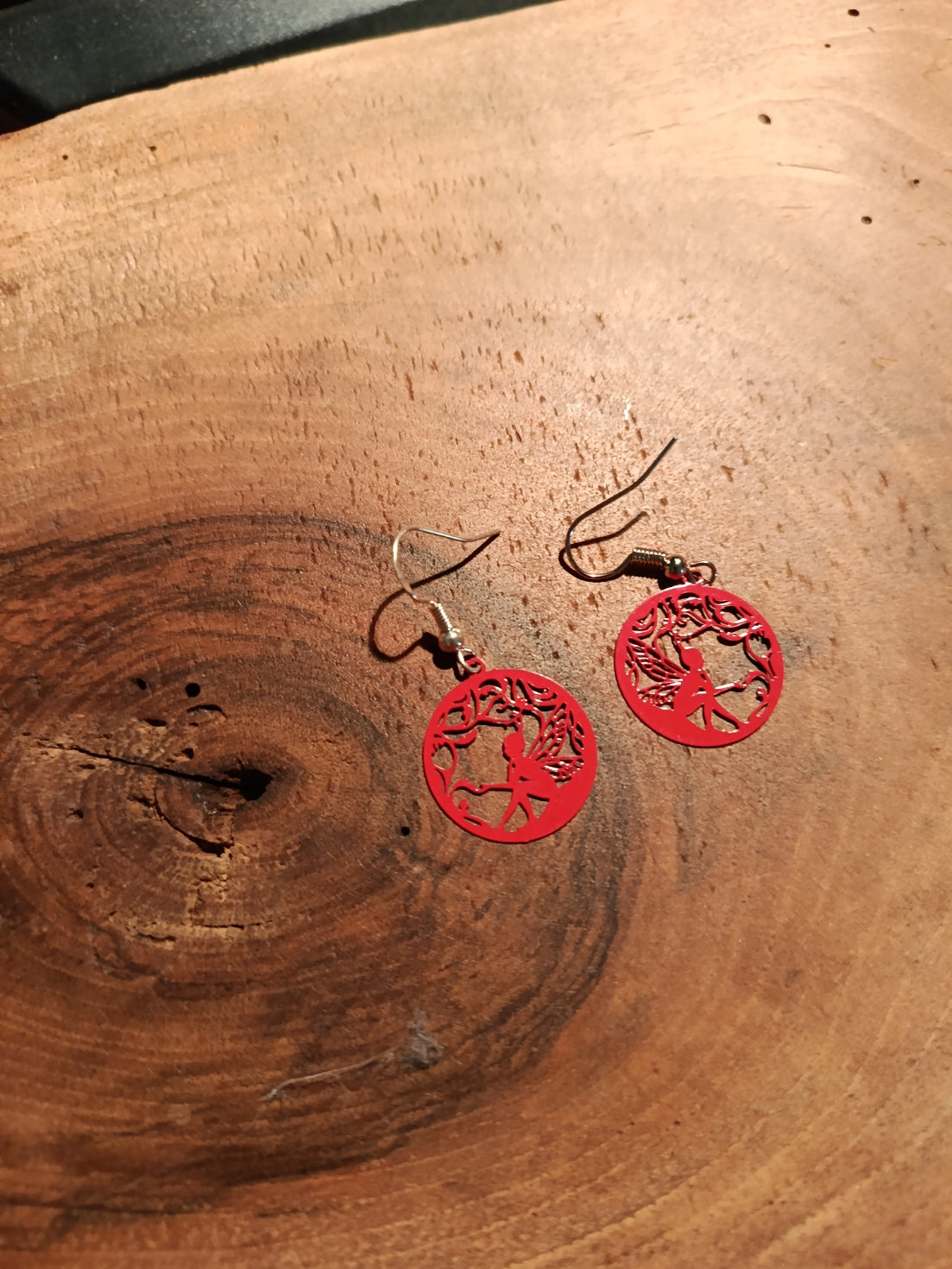 Boucles d'oreilles fée créoles rose poudré