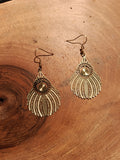 Boucles d'oreilles plume paon - coloris doré bronze