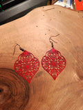 Boucles d'oreilles goutte mandala floral - coloris rouge vif
