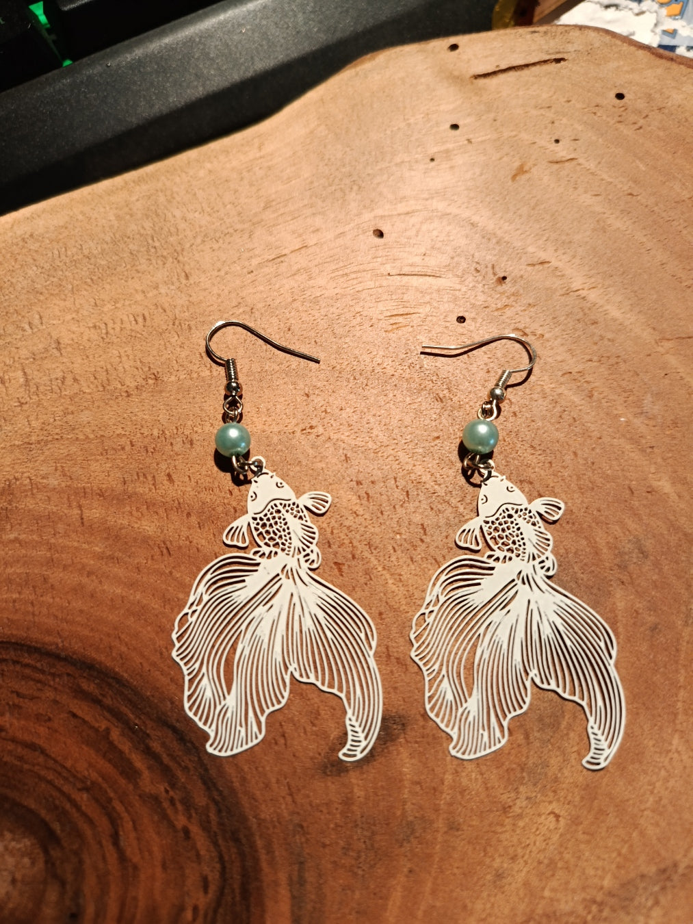 Boucles d'oreilles poisson Betta bronze cuivré