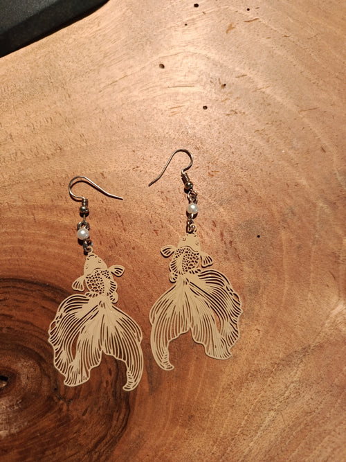 Boucles d'oreilles poisson Betta vue ensemble